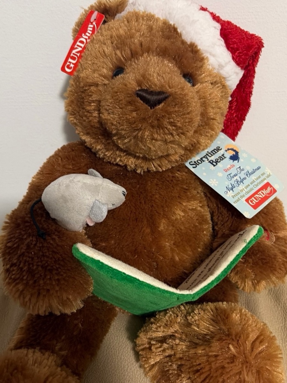 Gund Brown Storytime Bear with Red and White Santa Hat